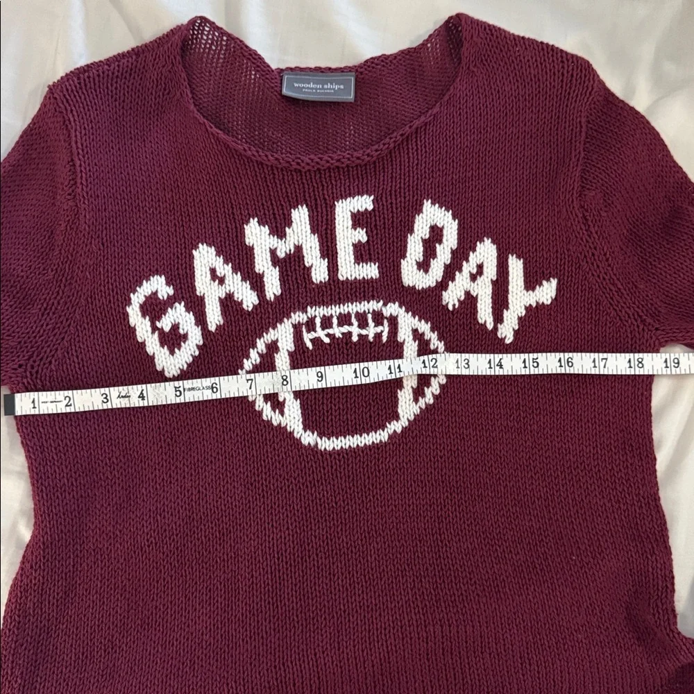 Wooden Ships Chic Game Day Maroon Knit Sweater S/M NFL College Football Team - Picture 9 of 9